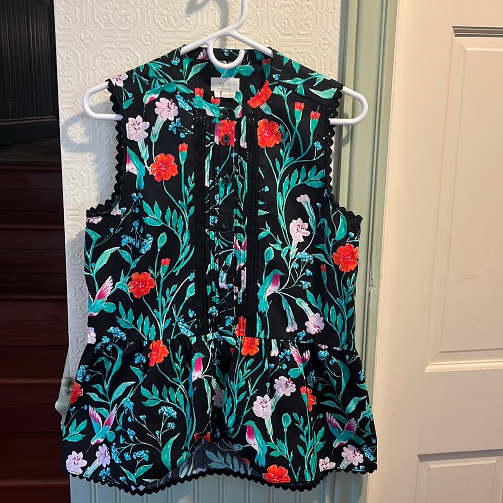 Kate Spade Jardin Hummingbird sleeveless top size small.